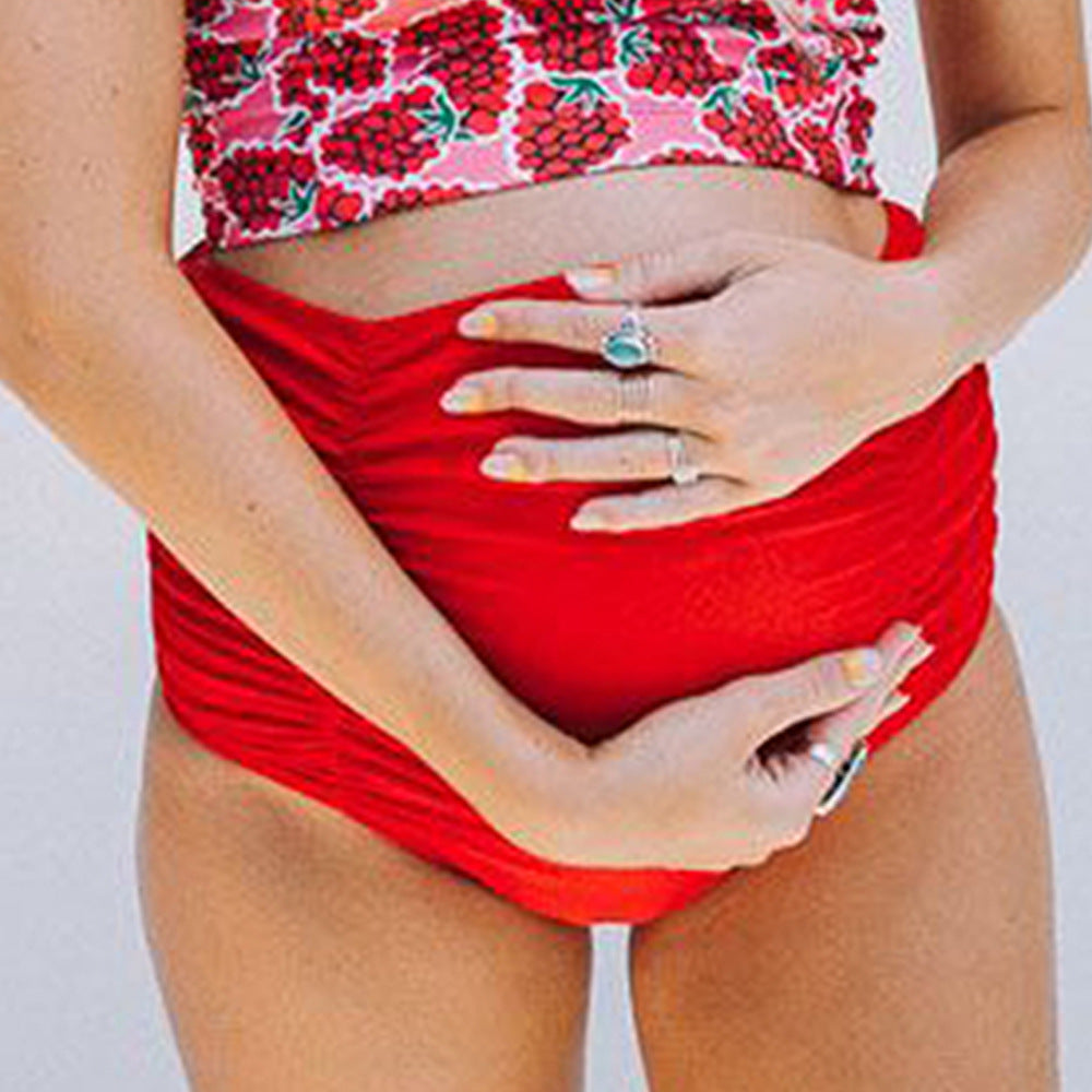 New Swimwear Plus Size Pregnant Women Split Swimsuit Ladies Printed High Waist Triangle Bikini