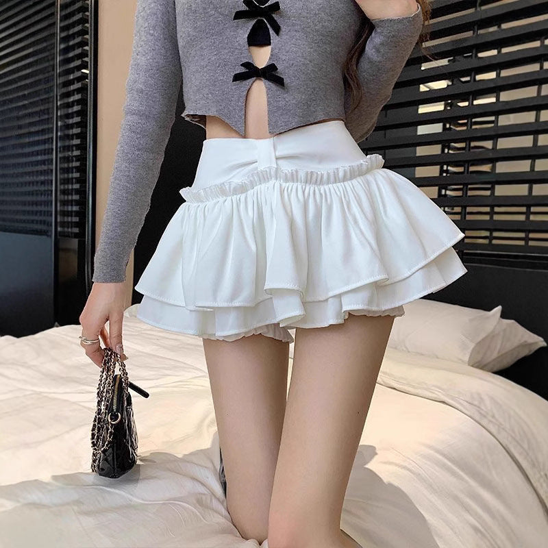 Big Size Sweet Sexy Style Women's Mini Skirt, High Waist Layered Puff Skirt with Anti-See-Through Design, Spring/Summer Fashion