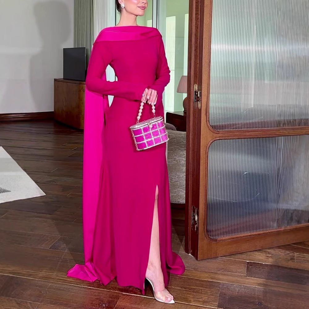 Sexy Backless Cape Strap Evening Dress