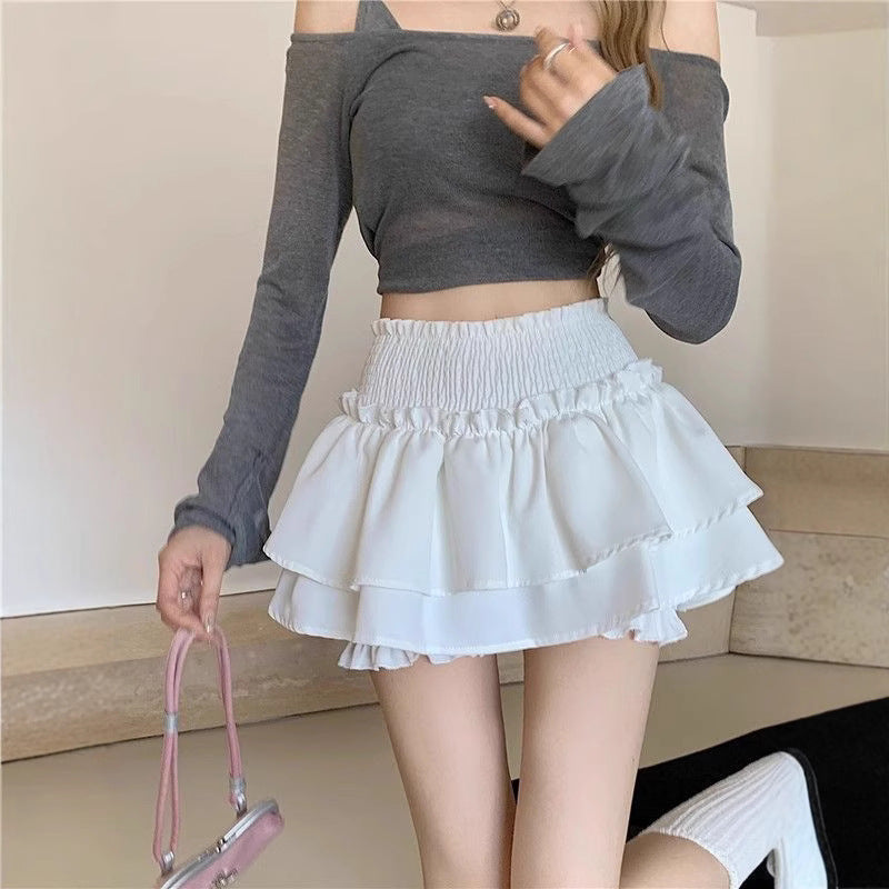 Ballet Style Skirt Women SummerHigh Waist Slim Fit Design Sweet Spicy Cake Puff Short Skirt