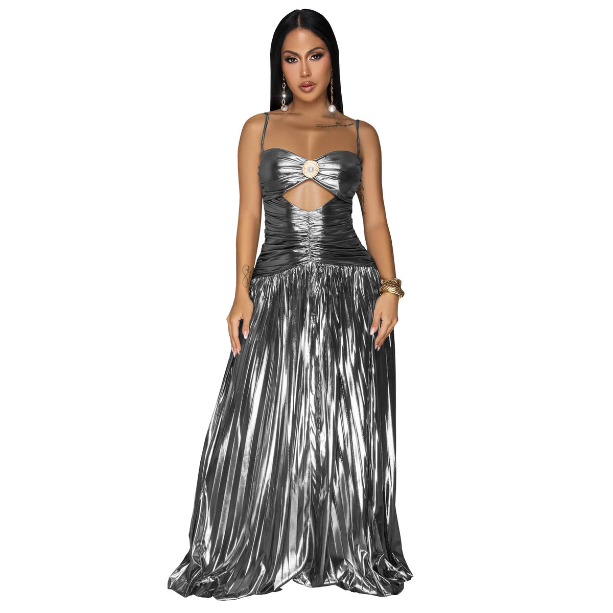 Fashion Women's Sexy Strap Elegant Party Shimmer Dress