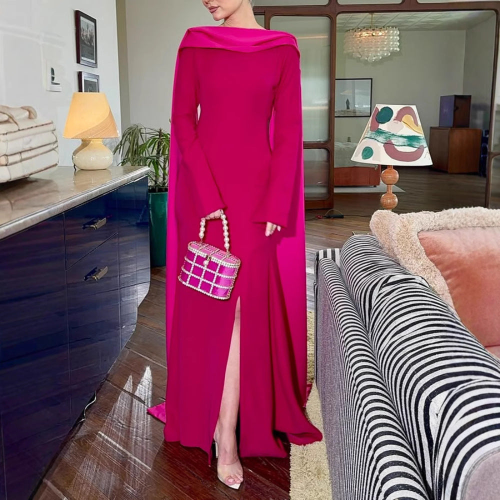 Sexy Backless Cape Strap Evening Dress