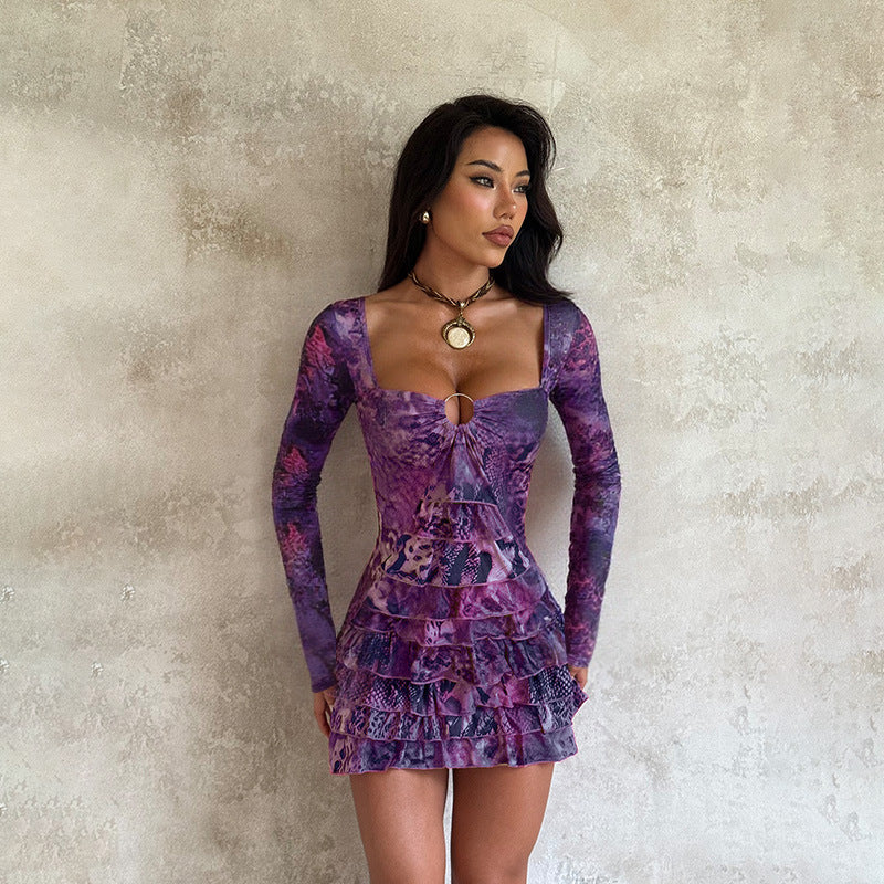 Long sleeved strapless cake mini dress