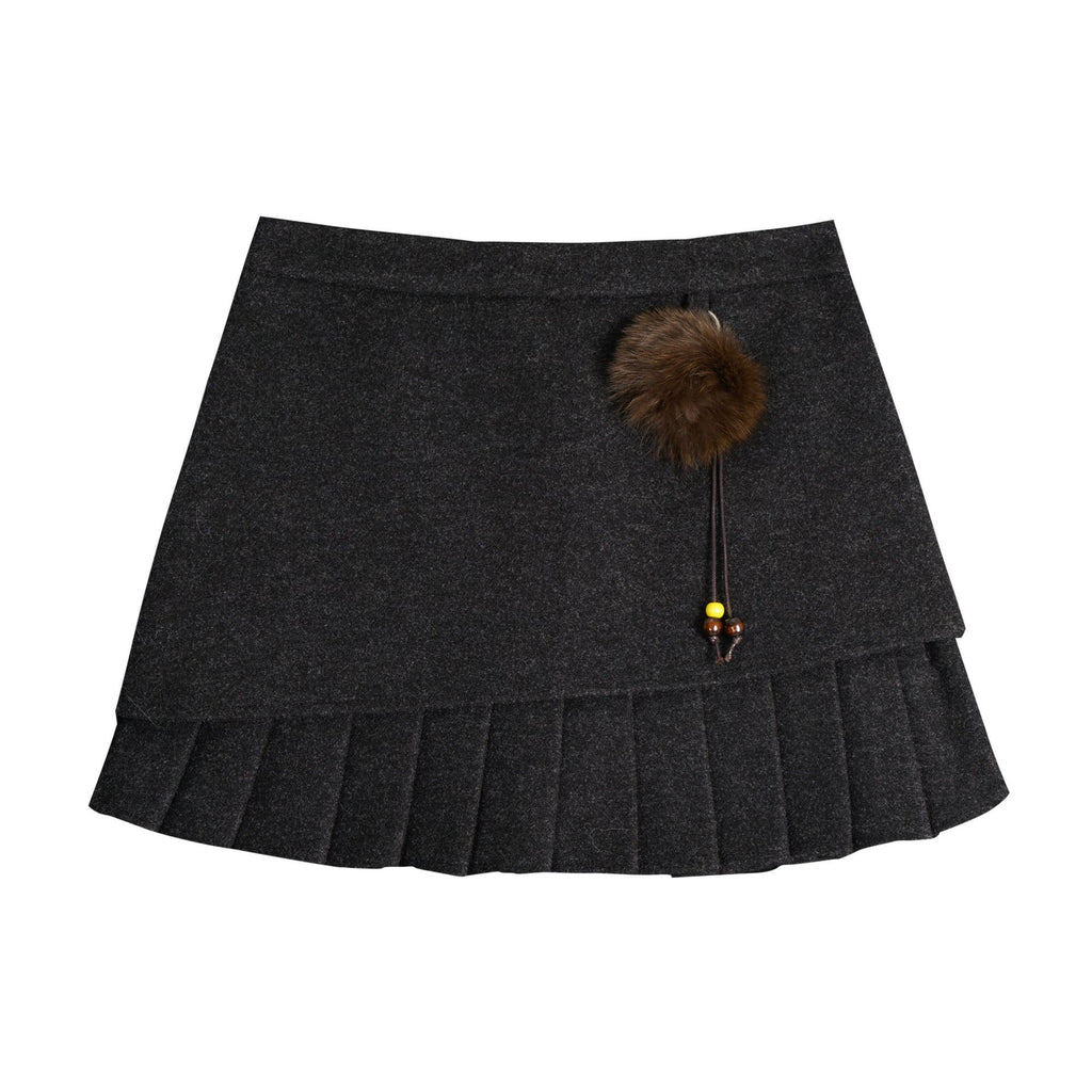 Irregular pleated high waisted A-line skirt
