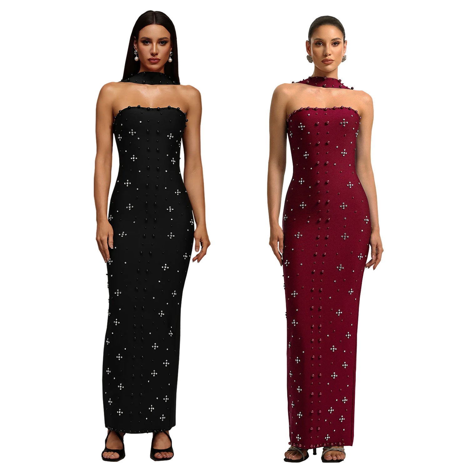 Elegant Embellished Bodycon Strapless Dress for Women