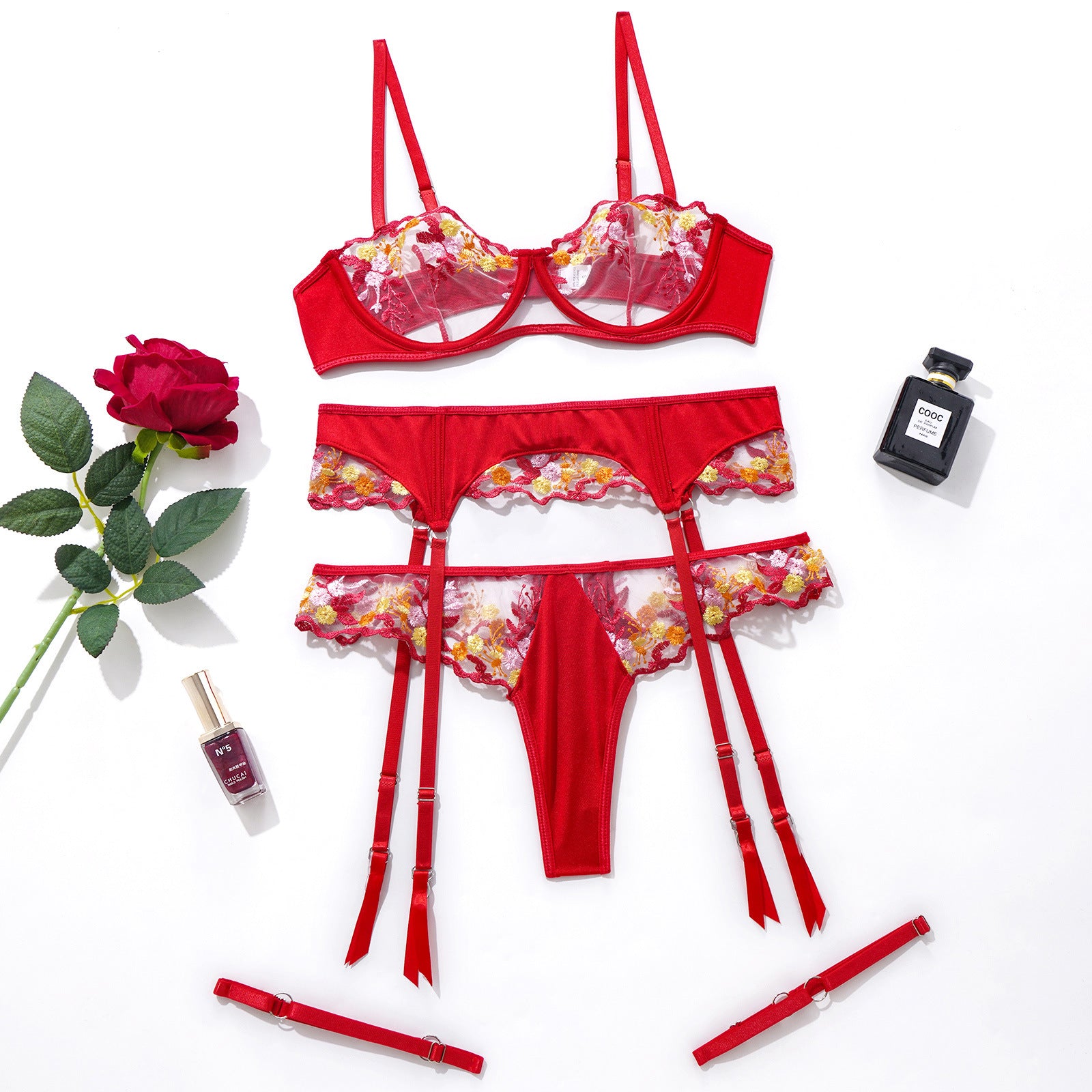 Sexy Embroidered Bra Set, Underwear, garter Belt, Sexy Underwear
