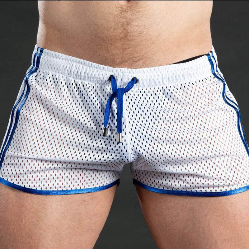Fitness Fashion Mesh Muscle Training Shorts Men Quick-Dry Breathable Lightweight 3/4 Pants Beach Summer Style