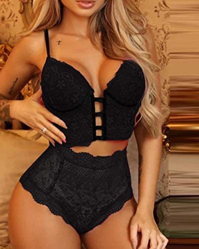 European And American Sexy Lingerie Sexy Seductive Lace in elegant schwarzem Spitzen-Design