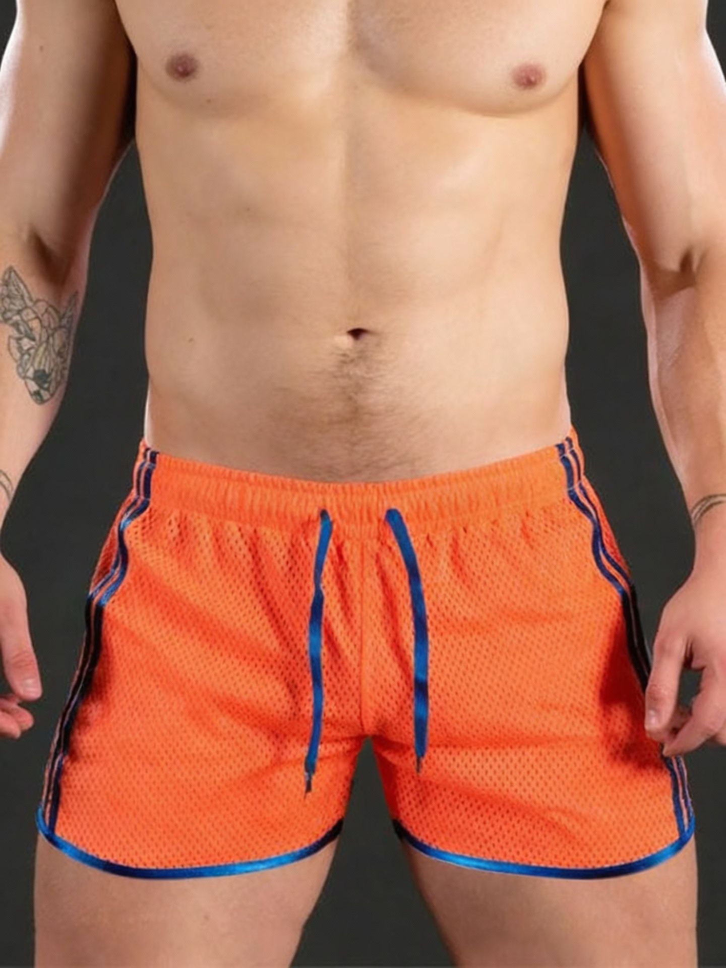 Fitness Fashion Mesh Muscle Training Shorts Men Quick-Dry Breathable Lightweight 3/4 Pants Beach Summer Style