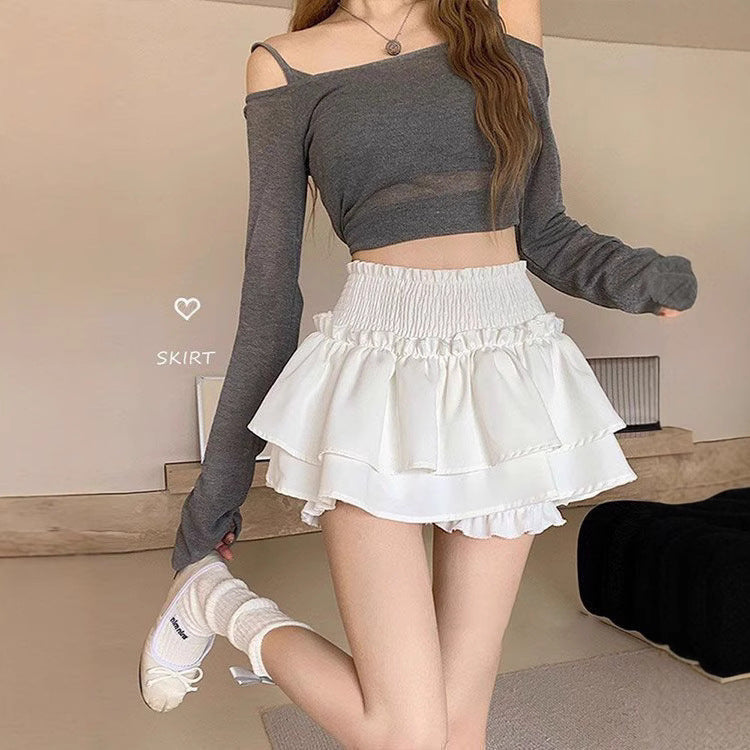 Ballet Style Skirt Women SummerHigh Waist Slim Fit Design Sweet Spicy Cake Puff Short Skirt