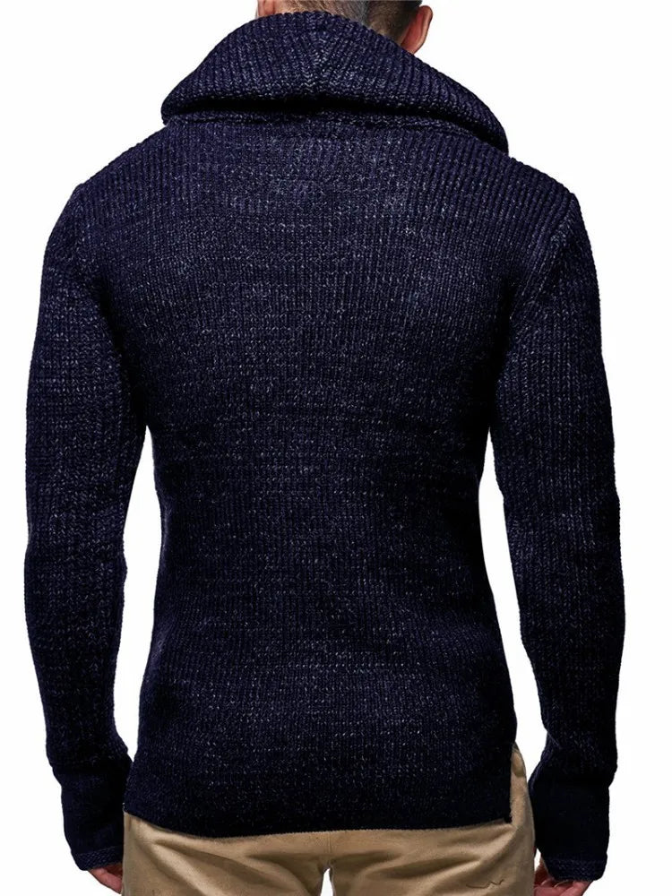 New Turtleneck High Street Solid Color Sweaters Slim Fit Knitted Sweater