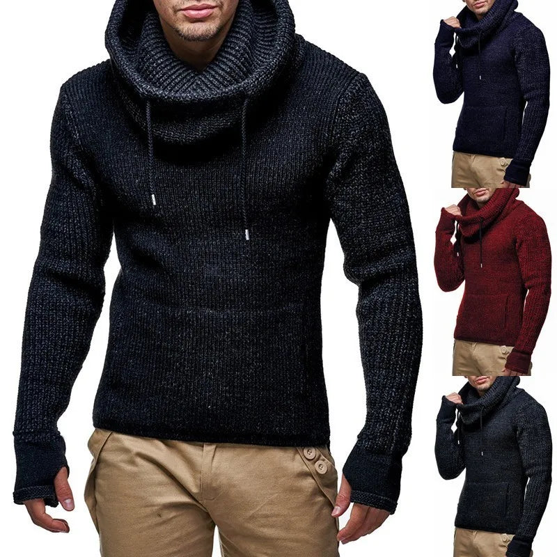 New Turtleneck High Street Solid Color Sweaters Slim Fit Knitted Sweater
