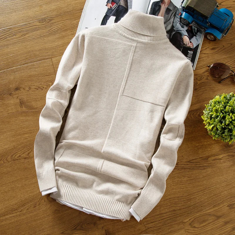 NEW Turtleneck Warm Sweater Slim Fit Knit Double Neck Pullover