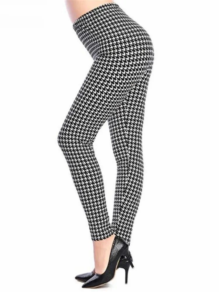 Leggins Hahnentritt Plaid Dünne Mode Streifen Aptitud