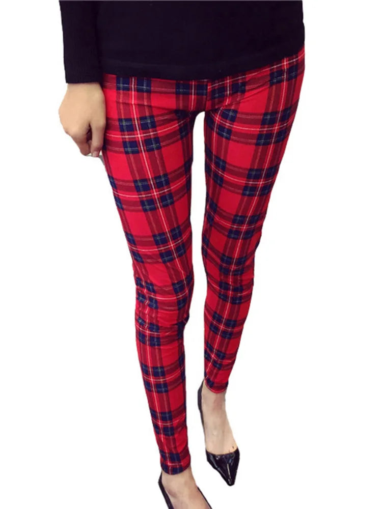 Leggins Hahnentritt Plaid Dünne Mode Streifen Aptitud