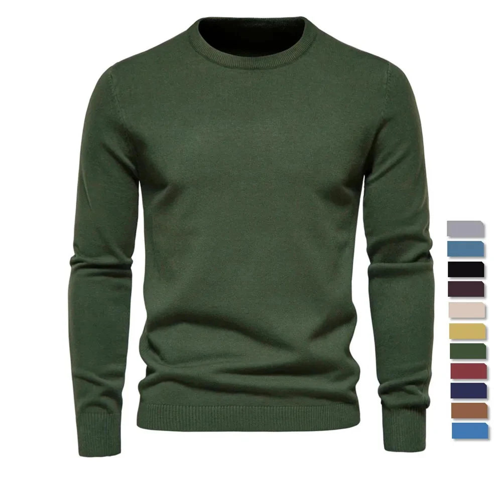 New O-neck Casual Solid Color Warm Basic Fashion Slim Quality  Sweaters