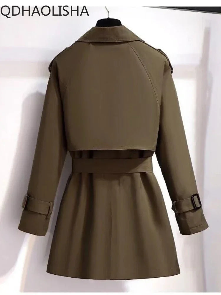 Neu Trenchcoats Vintage Elegante Mode Zweireihig Lose Streetwear Kurze Mantel