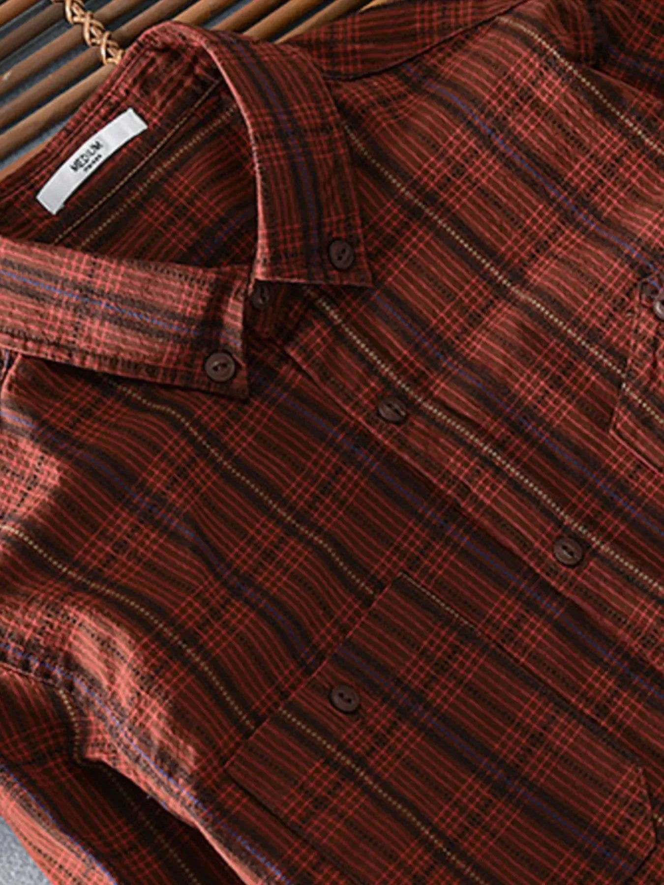 Men's Plus Size Button Up Long Sleeve Plaid Shirt - tif-shop24.de