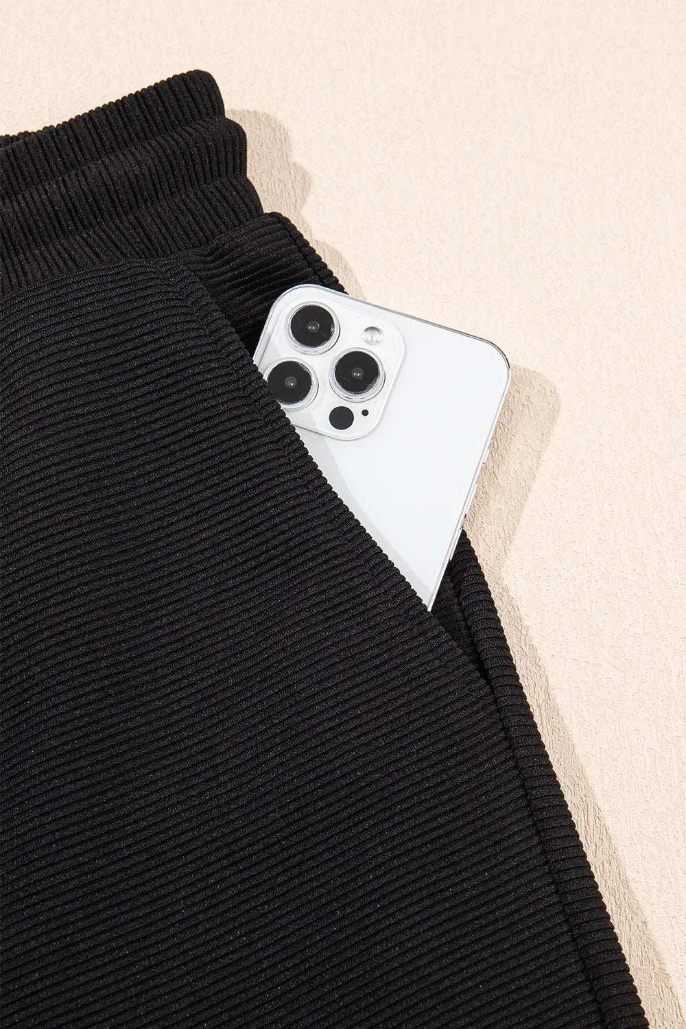 Textured Ruffled Sleeve Zipped Top and Wide Leg Pants Set - tif-shop24.de