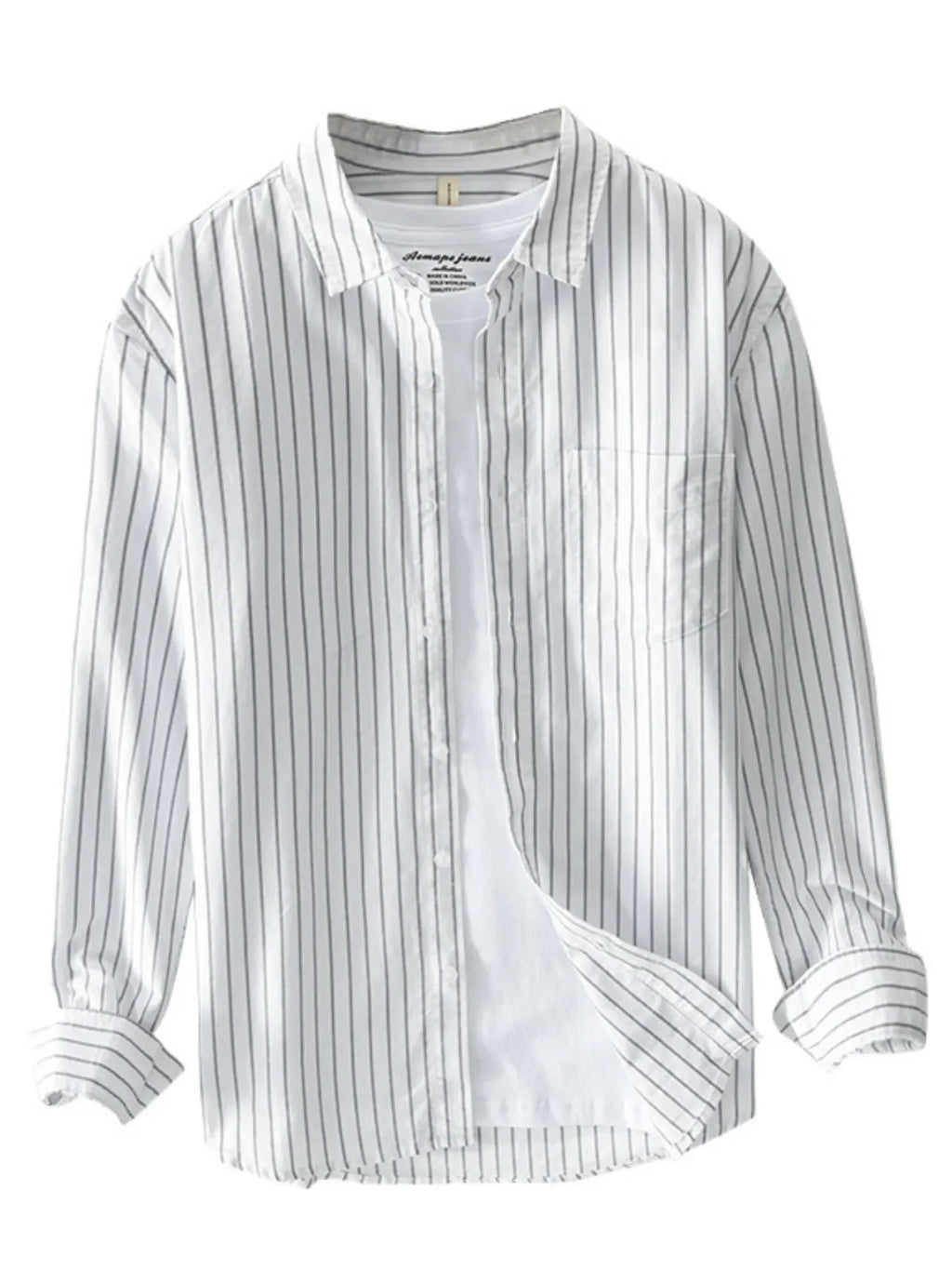 Men's Plus Size Striped Button Up Long Sleeve Shirt - tif-shop24.de