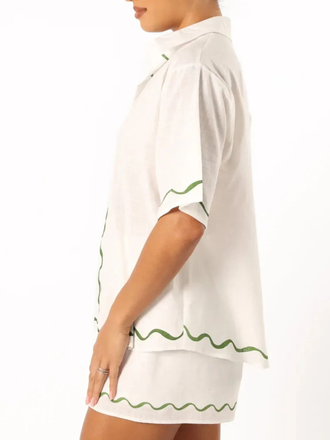 Button Up Half Sleeve Top and Shorts Set - tif-shop24.de