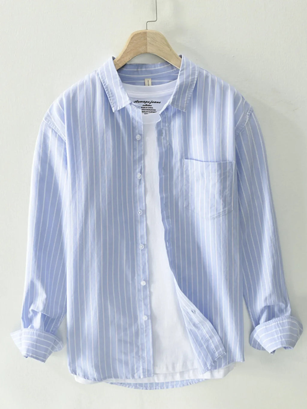 Men's Plus Size Striped Button Up Long Sleeve Shirt - tif-shop24.de