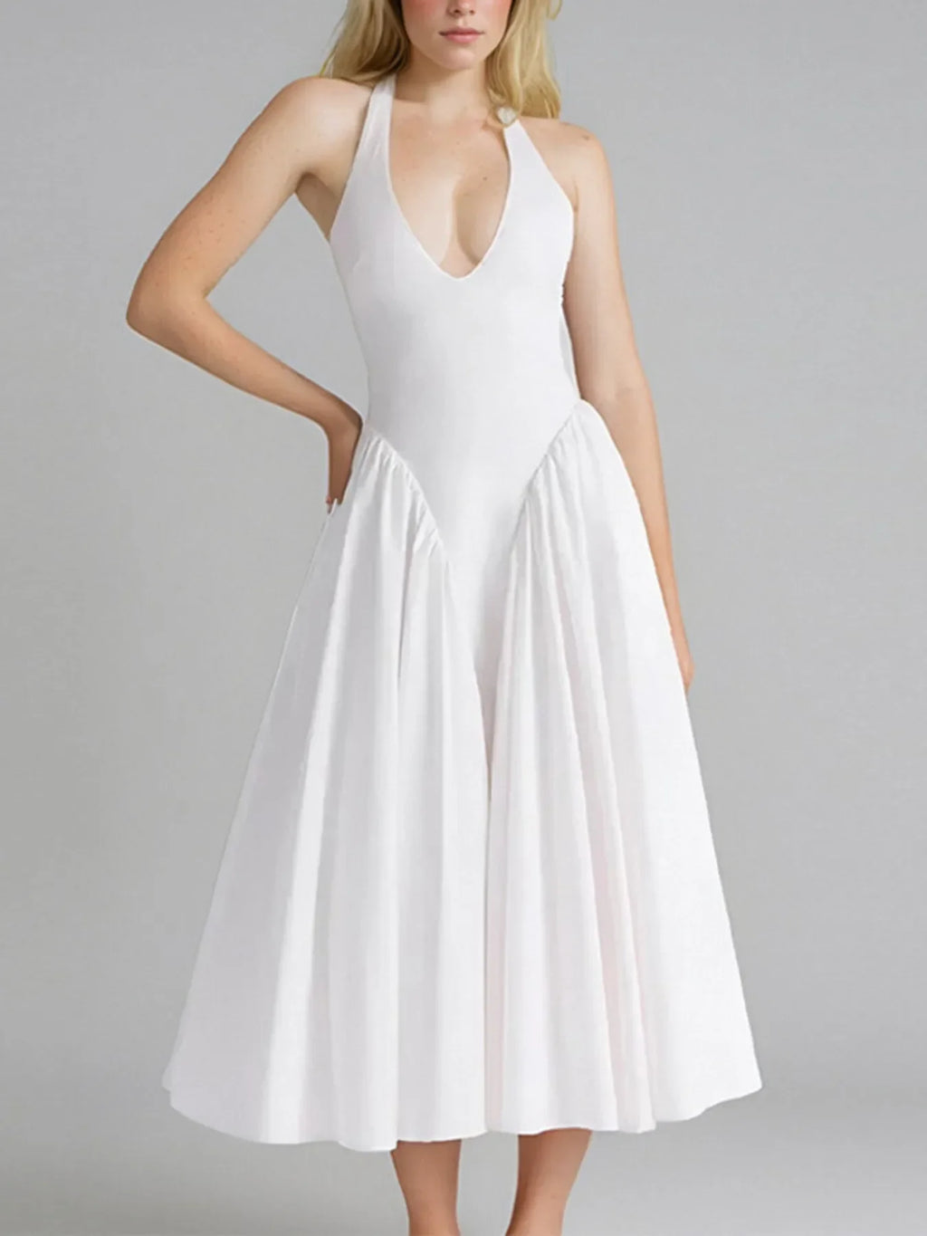 Full Size Ruched Halter Neck Midi Dress Plus Size - tif-shop24.de