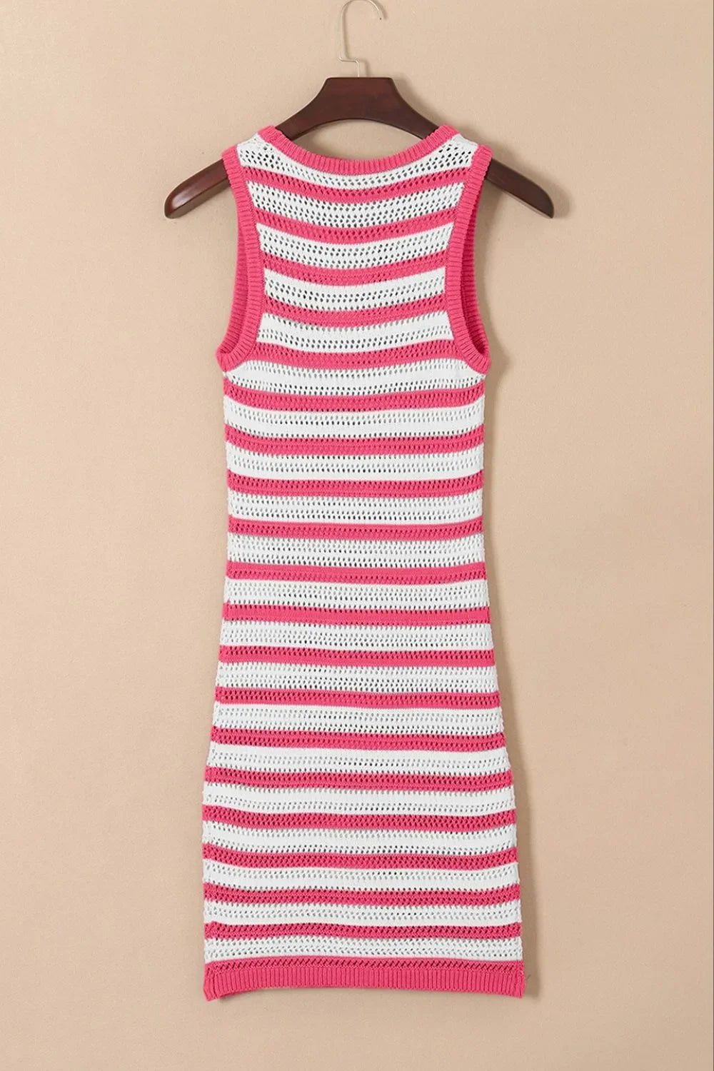 Stripe Hollowed Knit Sleeveless Sweater Dress - tif-shop24.de