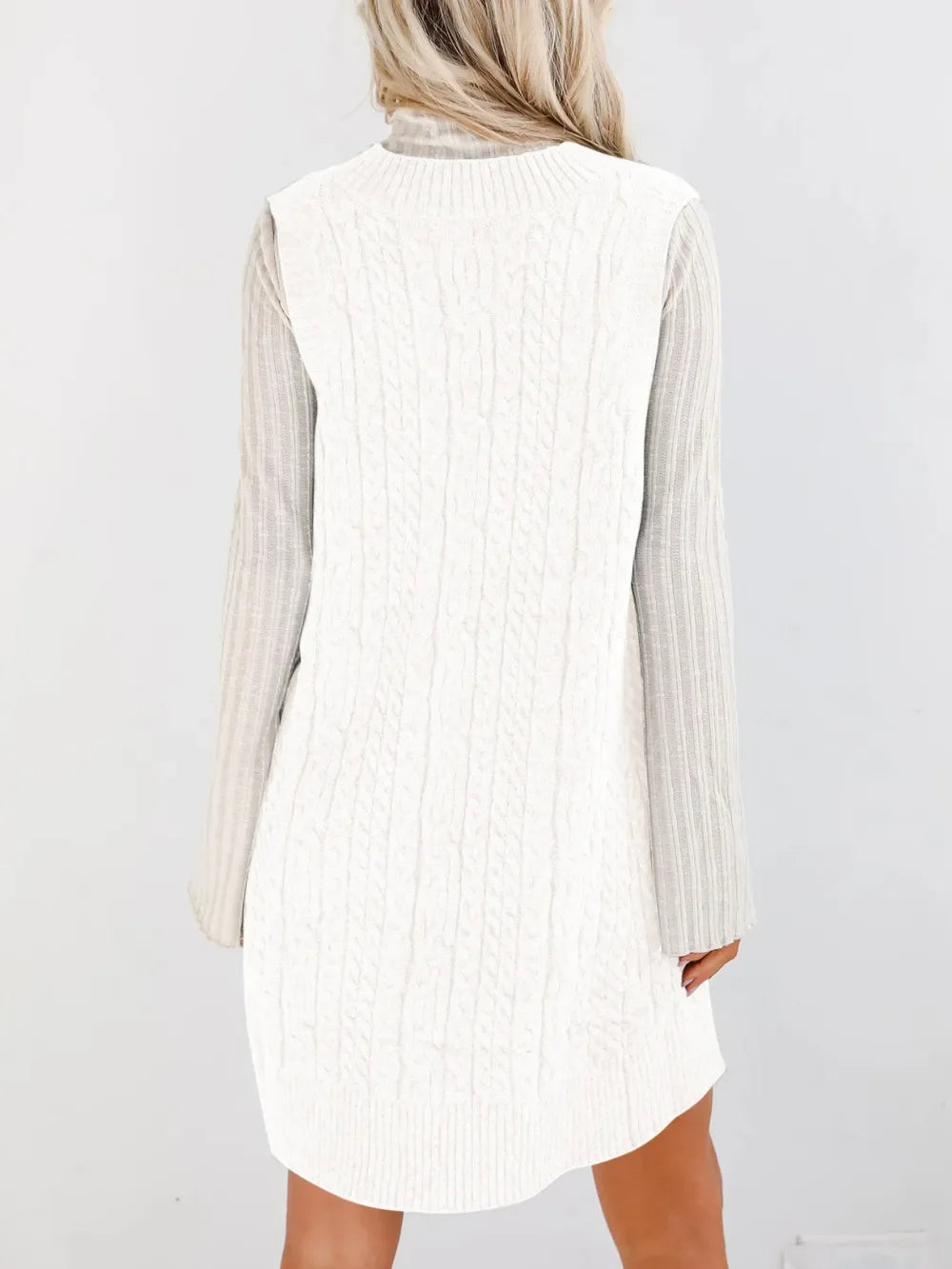 Lovelet Cable Knit V-Neck Mini Sweater Overall Dress - tif-shop24.de