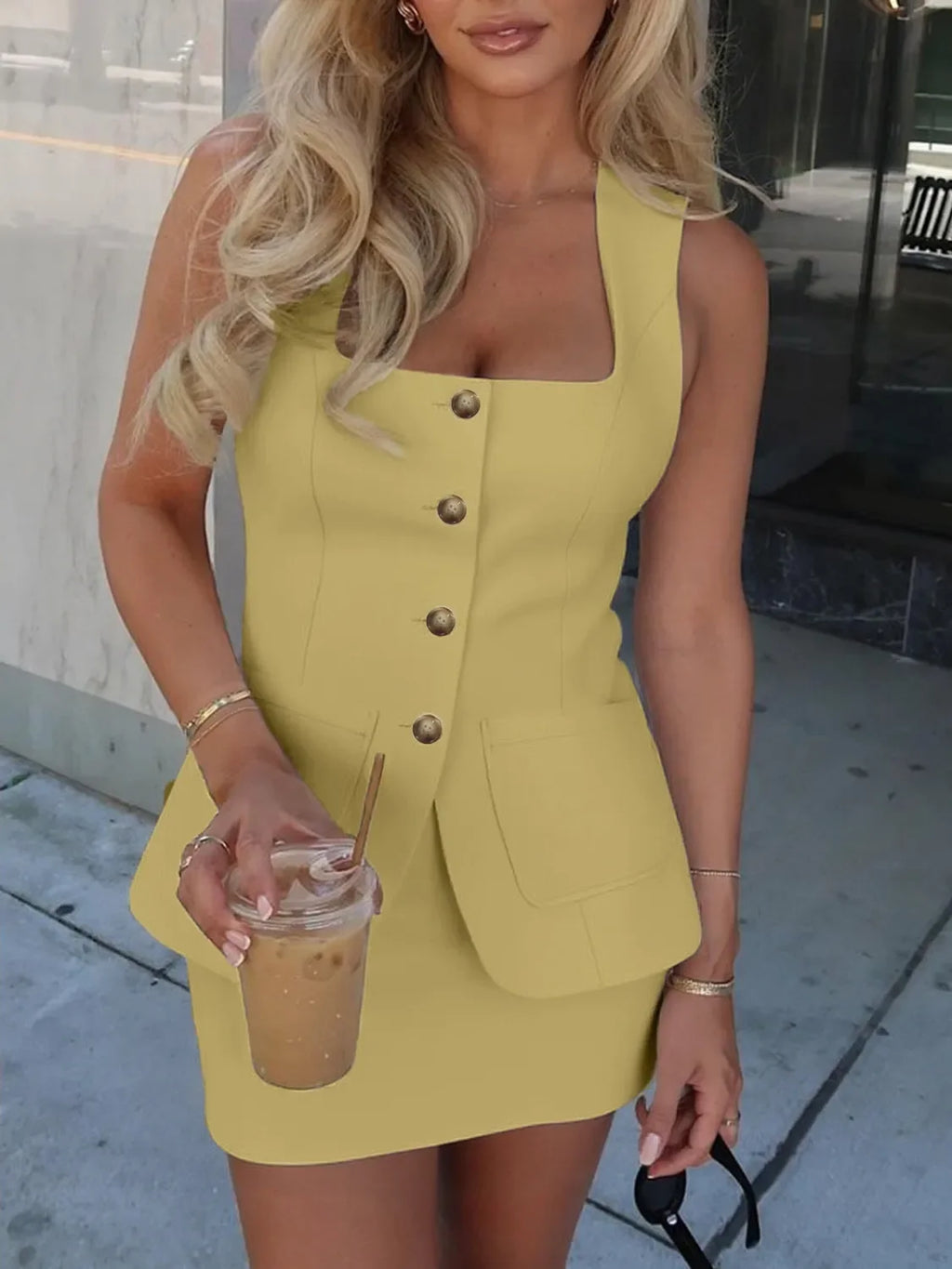 Square Neck Tank and Skirt Set - tif-shop24.de