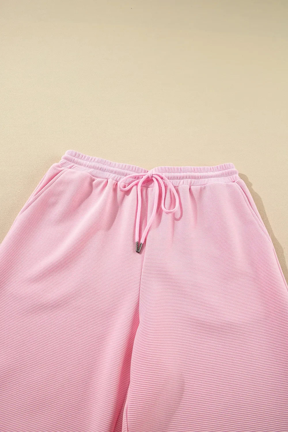 Textured Ruffled Sleeve Zipped Top and Wide Leg Pants Set - tif-shop24.de