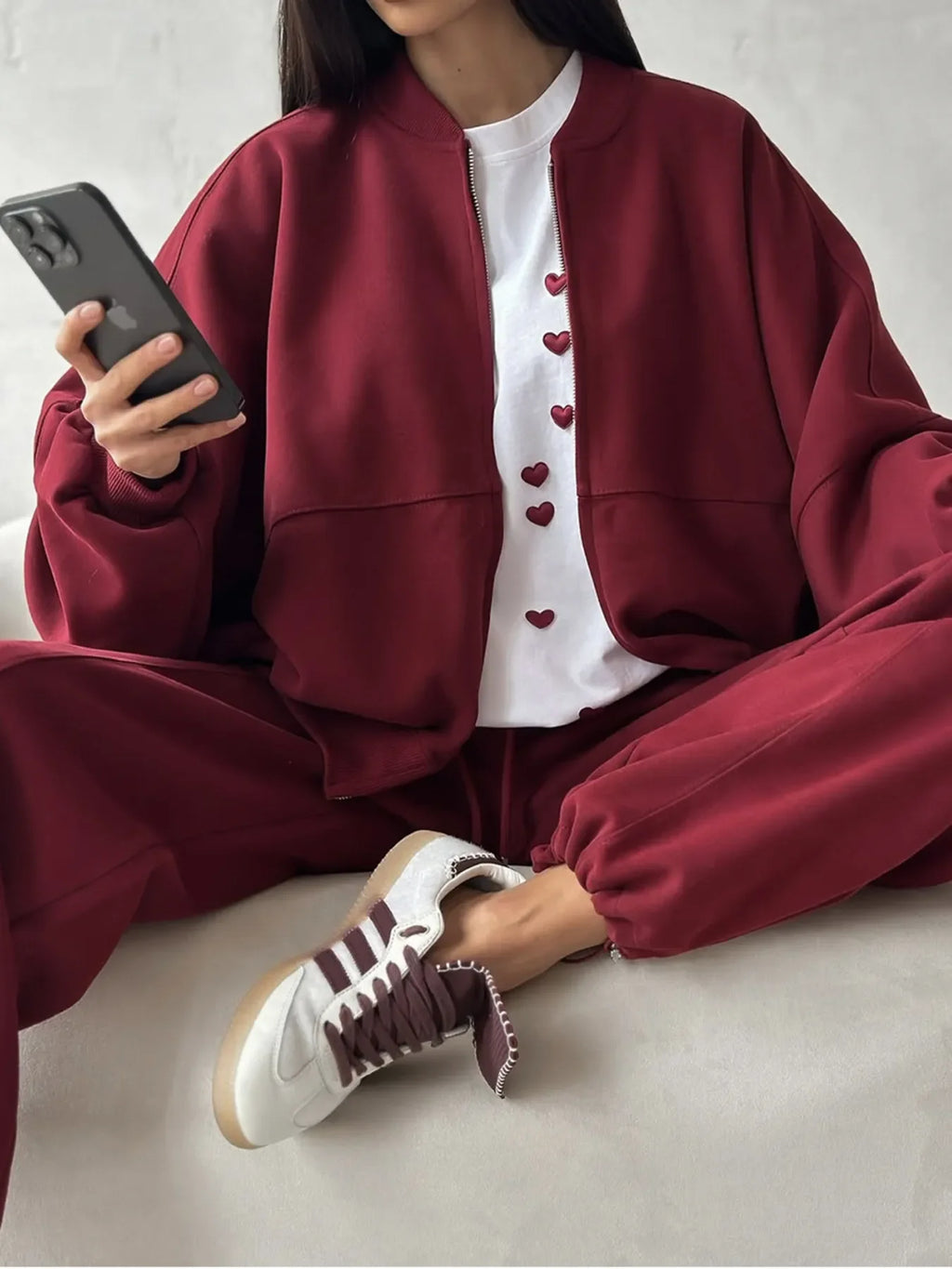 Plus Size Heart Round Neck Short Sleeve T-Shirt - tif-shop24.de