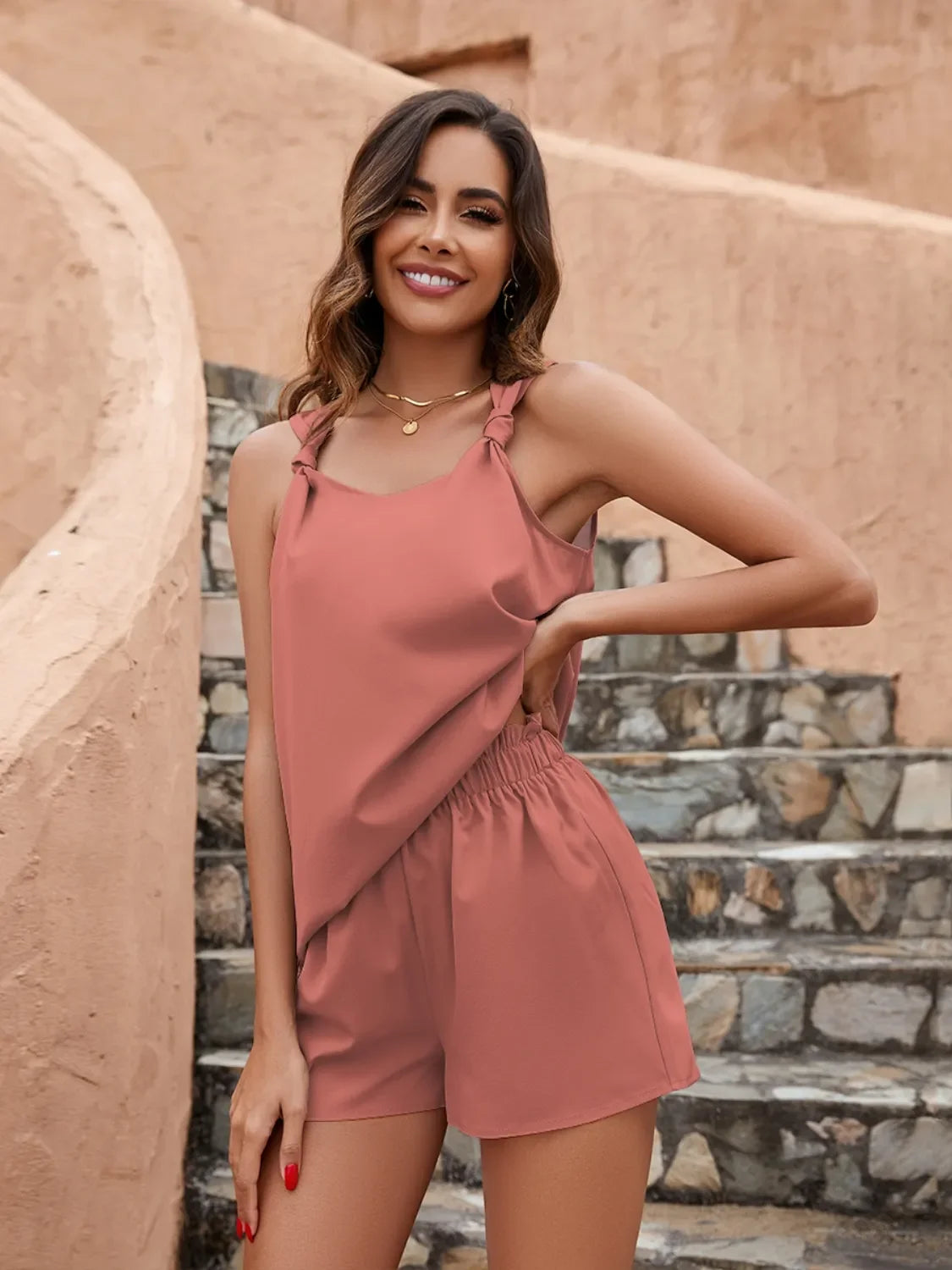 Knotted Strap Cami and Shorts Set - tif-shop24.de