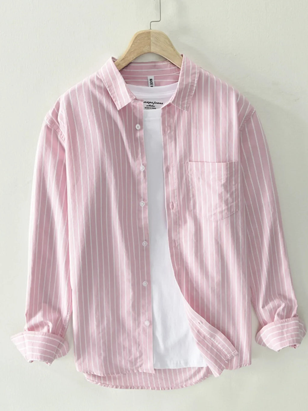 Men's Plus Size Striped Button Up Long Sleeve Shirt - tif-shop24.de