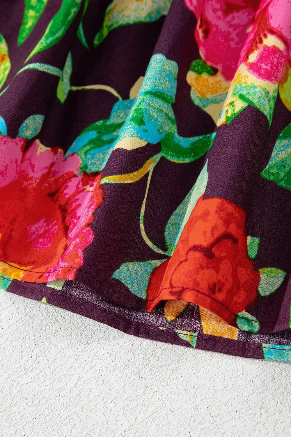 Flower Embroidered Trim Half Sleeve Blouse - tif-shop24.de