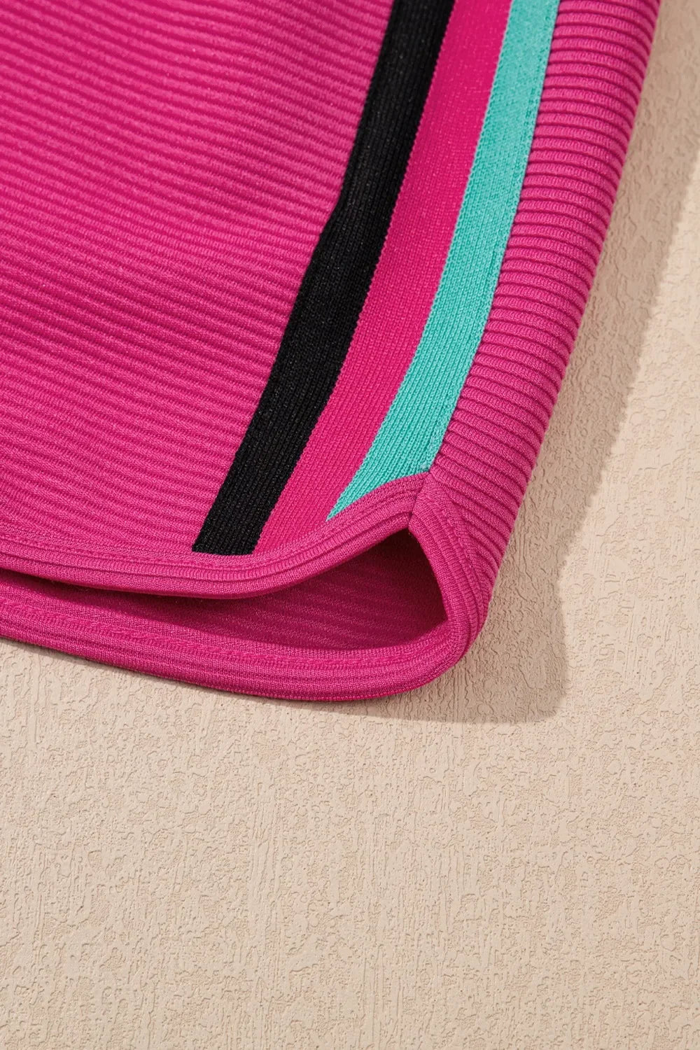 Striped Detail Flutter Sleeve Zipped Collar Top and Short Set - tif-shop24.de