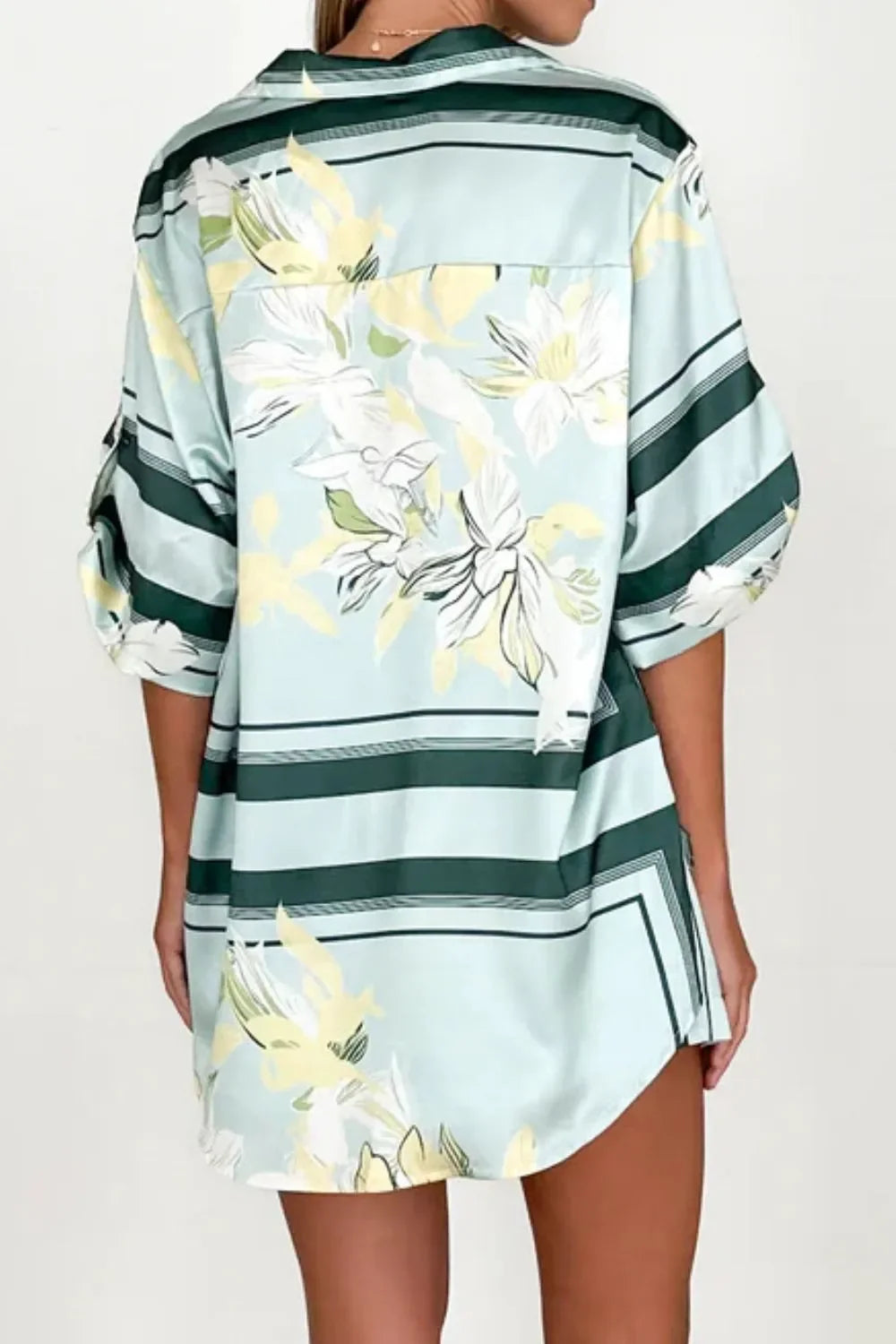 Printed Collared Neck Top and Shorts Set - tif-shop24.de