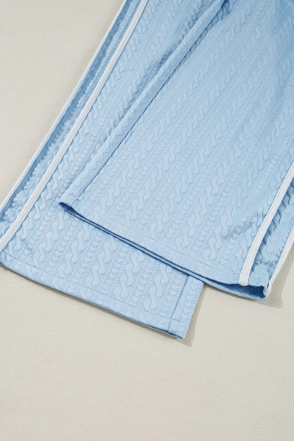 Textured Contrast Edge Top and High Waist Pants Set - tif-shop24.de