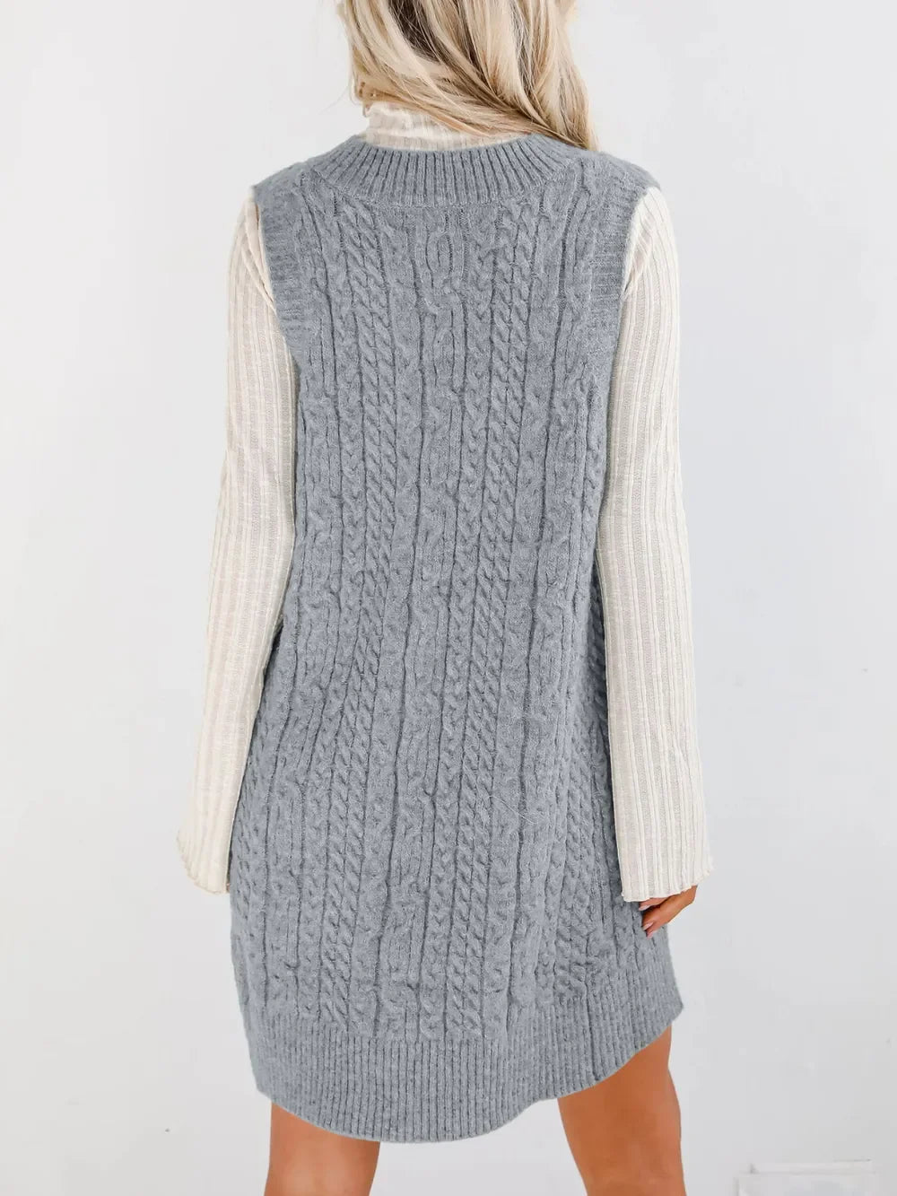 Lovelet Cable Knit V-Neck Mini Sweater Overall Dress - tif-shop24.de