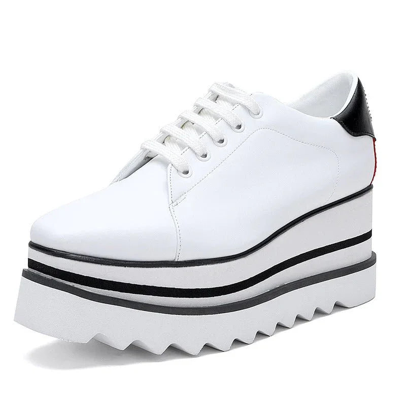 British Style Thick Platform Square Toe Wedge Waterproof 