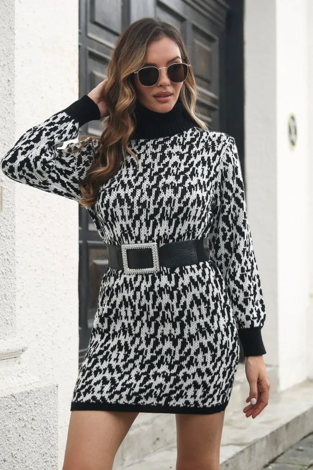 Heathered Turtleneck Mini Sweater Dress - tif-shop24.de