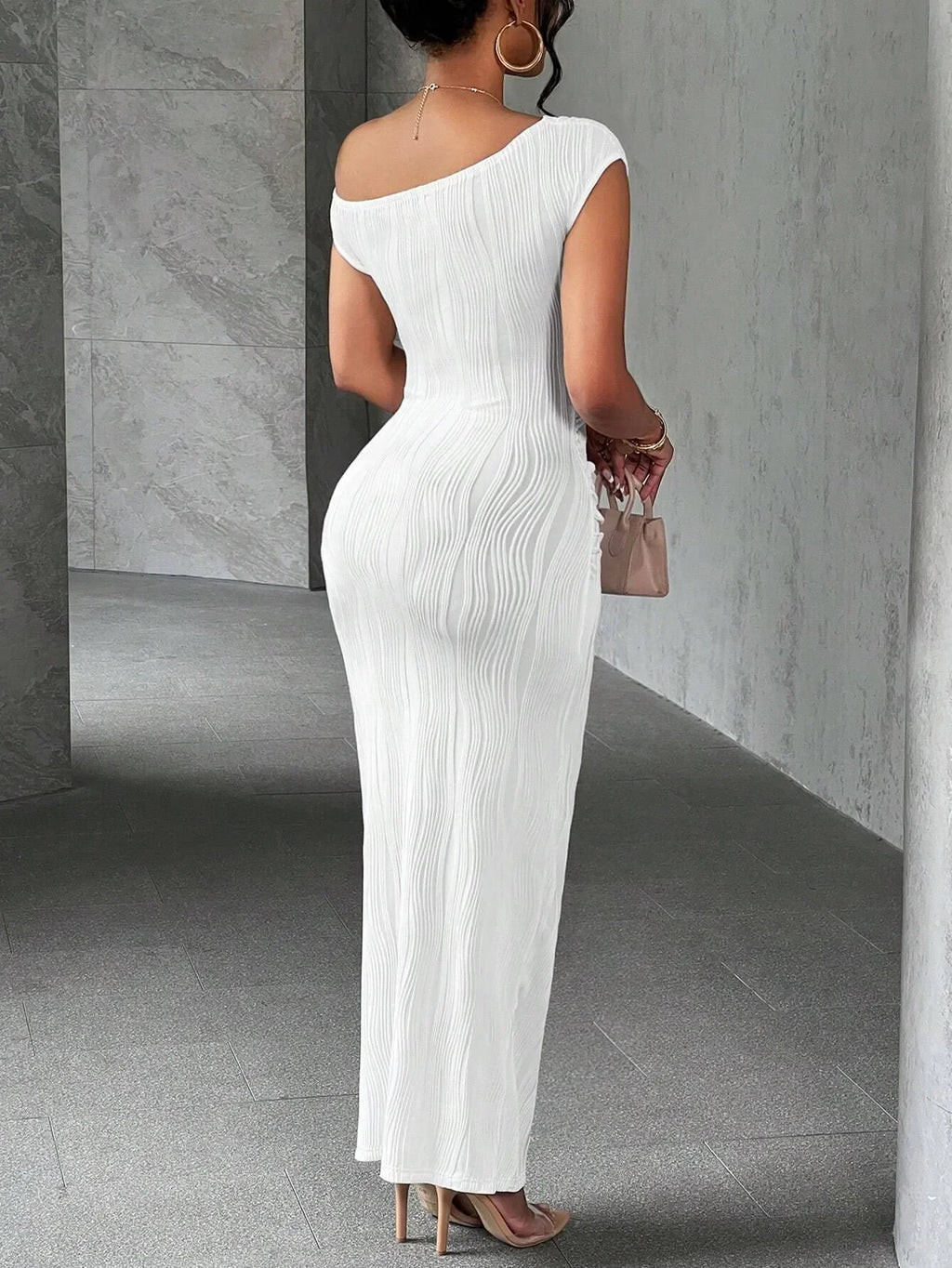 Asymmetrical One Shoulder Bodycon Maxi Dress - tif-shop24.de