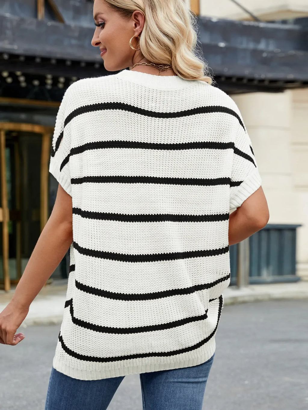 Striped Oversized Casual Sweater with Relaxed Fit - tif-shop24.de