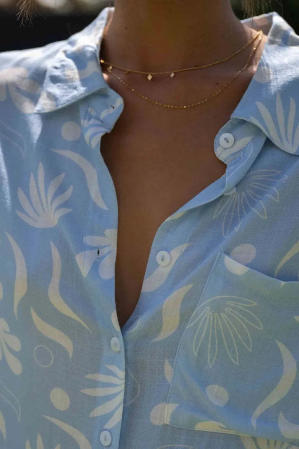 Printed Collared Neck Top and Shorts Set - tif-shop24.de