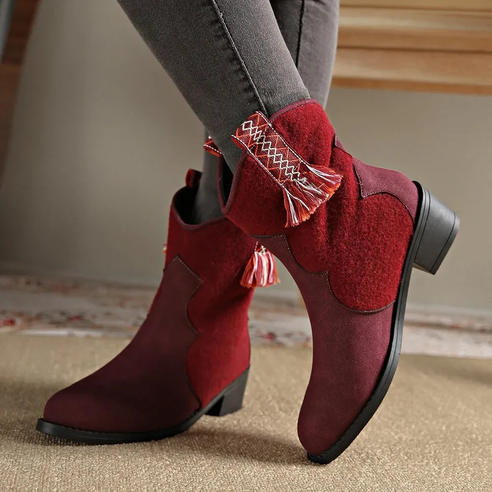 Suede Point Toe Block Heel Boots - tif-shop24.de
