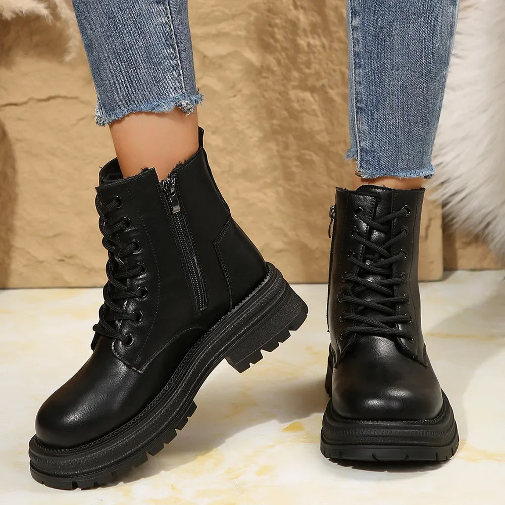 Lace Up Platform Boots with Side Zip - tif-shop24.de