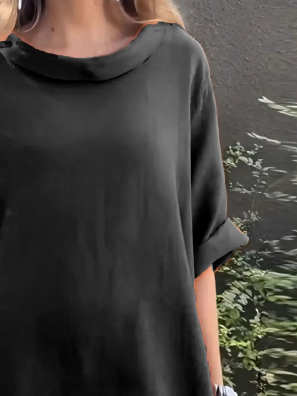 Full Size Casual Loose Fit Round Neck Midi Dress Plus Size - tif-shop24.de