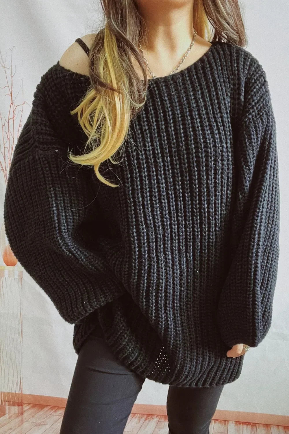 Boat Neck Dropped Shoulder Mini Sweater Dress - tif-shop24.de