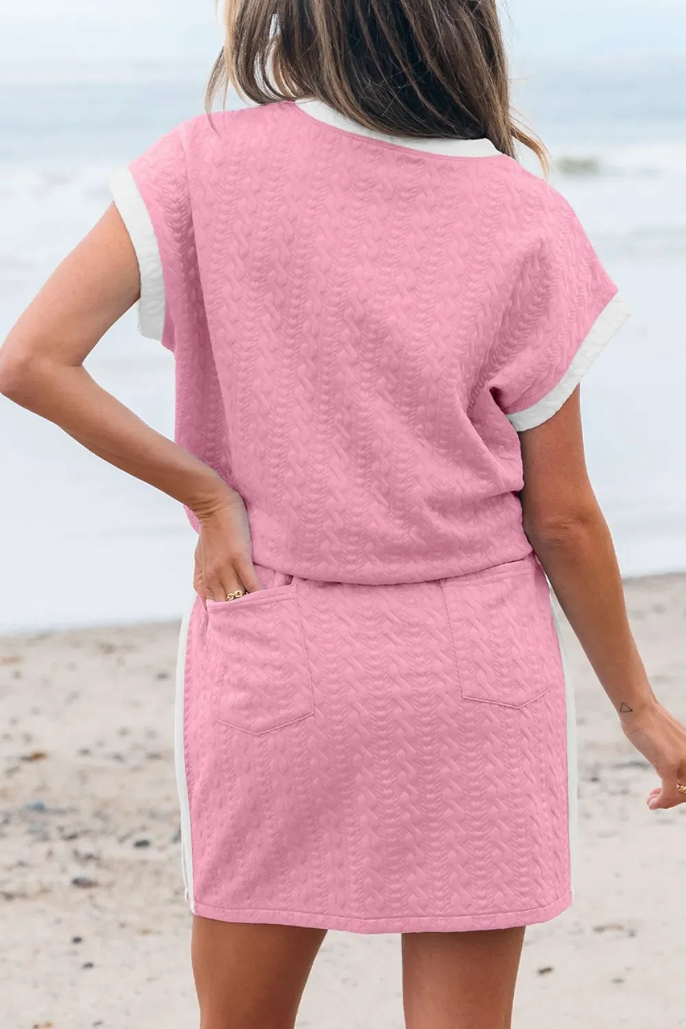 Textured Round Neck Top and Skirt Set - tif-shop24.de