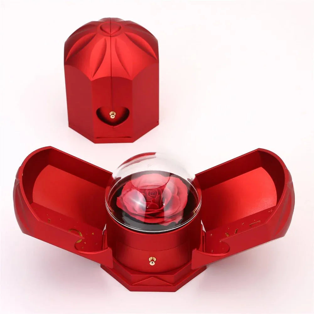 Double open rose gift box drawer style rose jewelry box angel wings Chinese Valentine's Day necklace gift box - tif-shop24.de